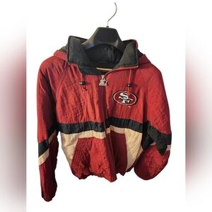 VTG 90s NFL SAN FRANCISCO 49ERS STARTER  PUFFER JACKET W/ HOOD SIZE M Excellent!